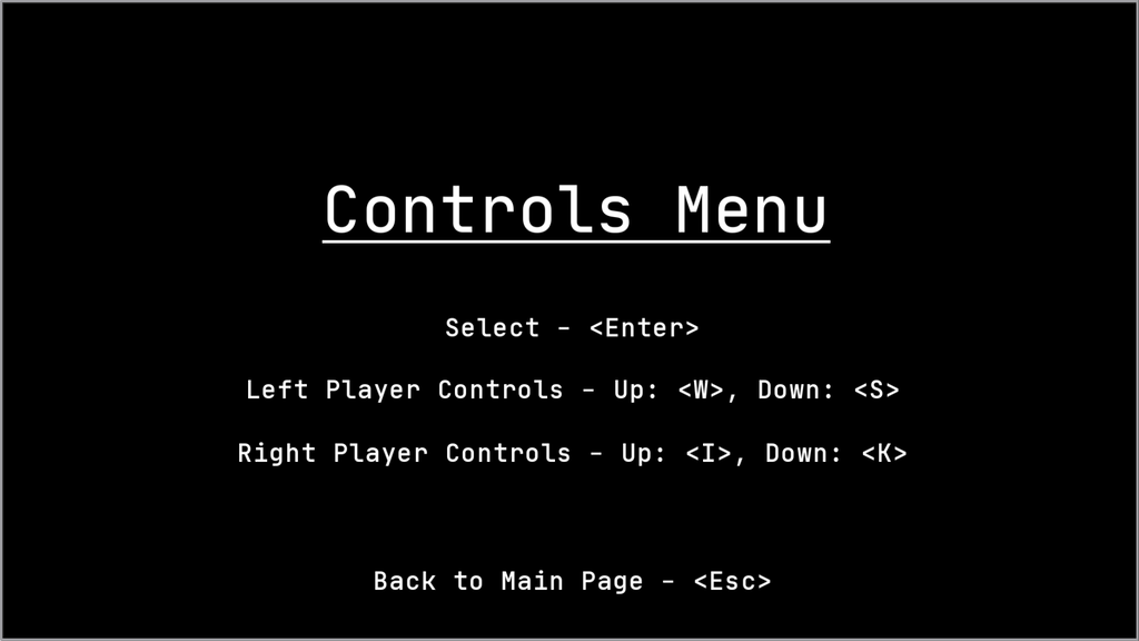 Control menu screenshot
