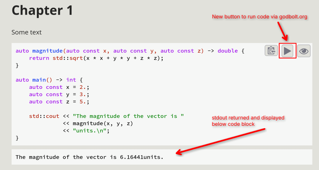 Example mdbook with new 'run in godbolt' button